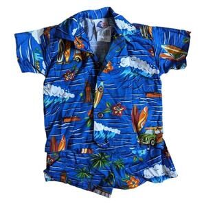 Nui Nalu Hawaiian Baby Outfit Shirt Shorts Set Boys 6 Months Blue Hawaii Beach